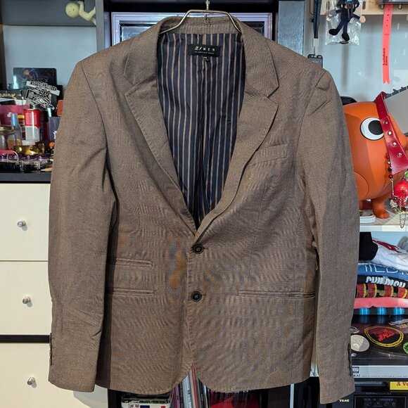 FOREVER 21MEN BROWN MICRO-CHECK BLAZER US M - Picture 1 of 3